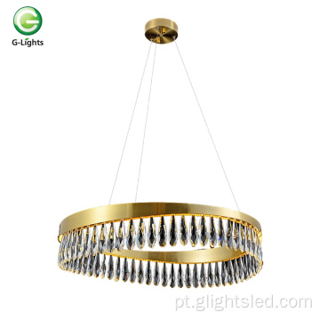 Lustre LED moderno de cristal K9 de aço inoxidável 3000k